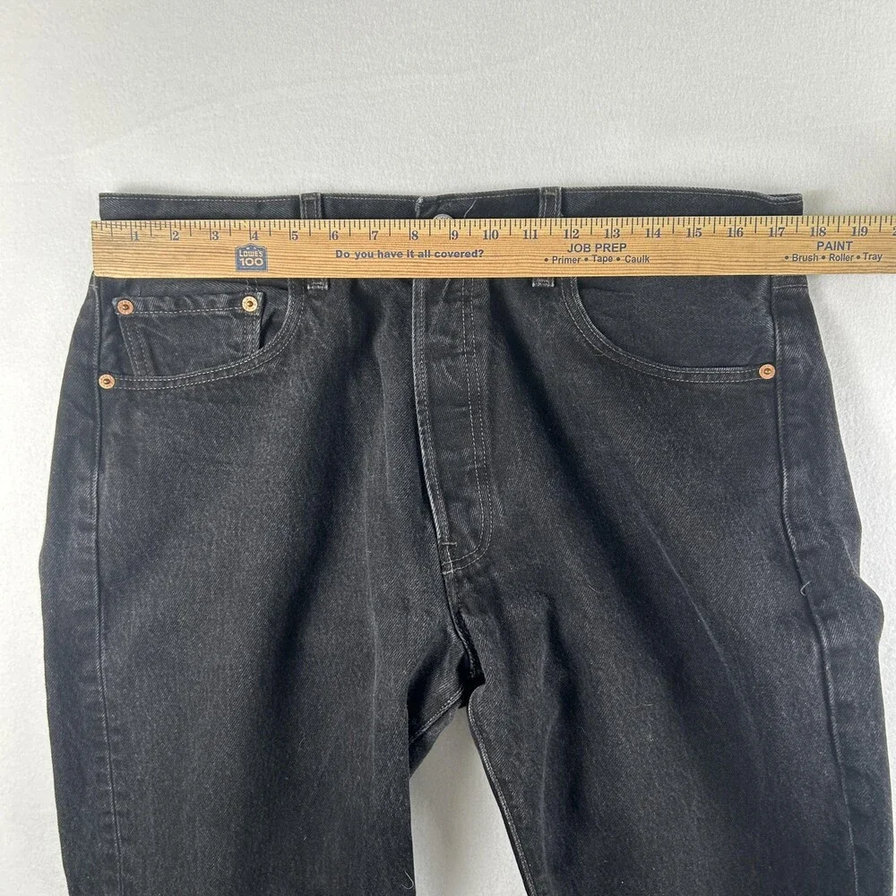 Vintage Levis 501 Jeans Mens 35x32 Charcoal Wash Black Denim Regular Straight